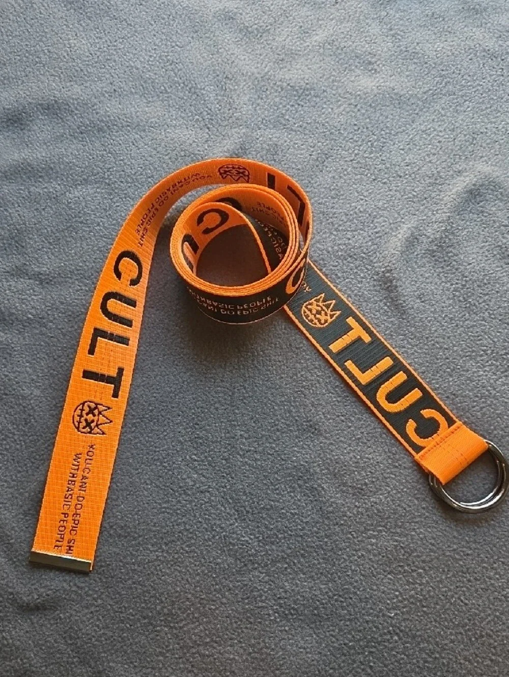 cult gaia Bright Orange Branded Webbing Belt with Metal Ring